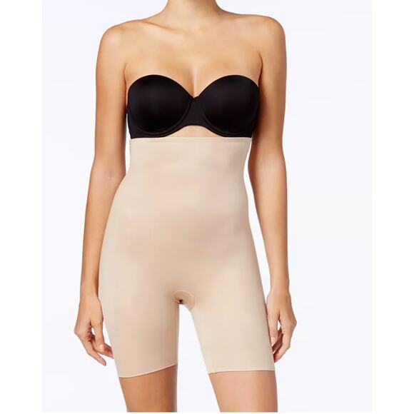 SPANX NWT High Waisted Mid Thigh Short in Nude // S - Picture 1 of 6